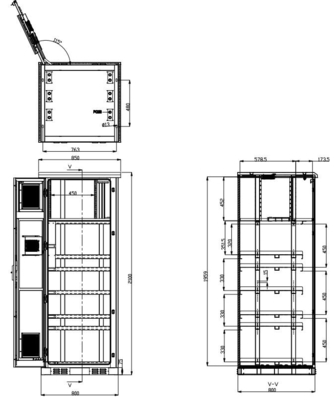 Acero galvanizado 32U Recinto de telecomunicaciones al aire libre Equipado con 4 ventiladores de enfriamiento